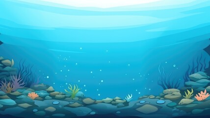 Fototapeta premium Serene Underwater Oasis in Cartoon Style