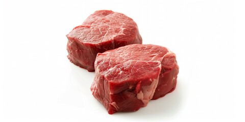 Fototapeta premium Fresh, juicy raw meat For making steak Isolated on white background.