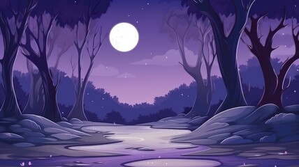 Enchanted Forest Night with Magical Moonlight Path