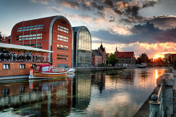 Bydgoszcz city panorama at sunset, Poland.