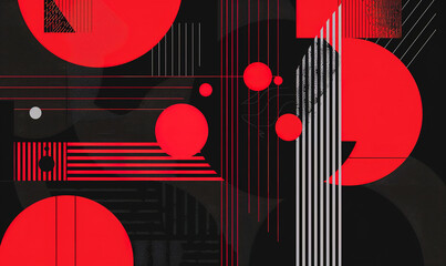 minimalistic engaging vector background with a modern, abstract geometric design in black and red