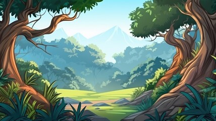 Enchanted Forest Clearing Cartoon Scene