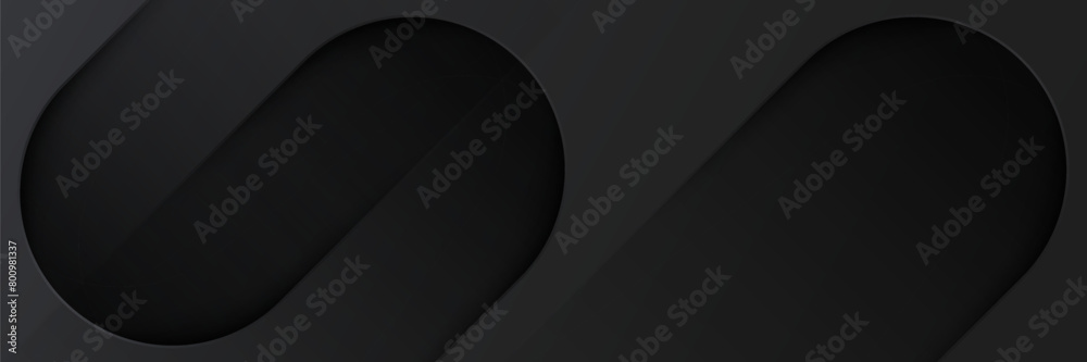 Sticker modern abstract black background. elegant dark diagonal rounded shape design elements. futuristic gr