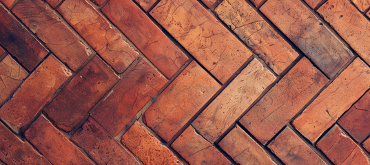 Detailed Terracotta Herringbone Floor Pattern for Seamless Backgrounds