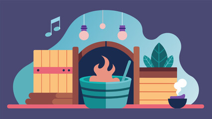 Obraz premium The gentle hum of the saunas heating elements paired with soft music creating a tranquil atmosphere where neuropathic pain can be gently eased..