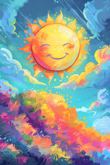 Fototapeta na wymiar Cheerful Sun Smiling Down., International Sun Day, the importance of solar energy, Sun’s contributions to life on Earth.