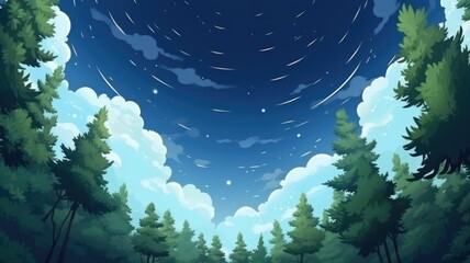 Starry Night in Enchanted Cedar Forest