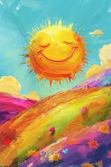 Cheerful Sun Character Smiling Down., International Sun Day, the importance of solar energy, Sun’s contributions to life on Earth.