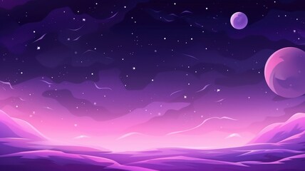 Serene Purple Night Sky Panorama