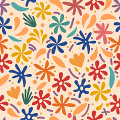 Abstract doodle seamless floral background