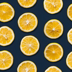 Fototapeta premium lemon slices and whole pattern seamless