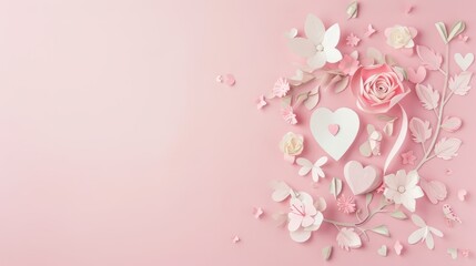 Fototapeta premium Floral layout Spring Flowers tulips. Romantic holiday background for Valentine's Day, Mother's Day, international Women's Day March 8. Birthday