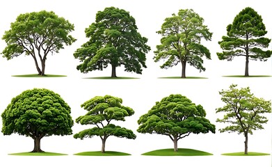 set of  tree isolated on white background
