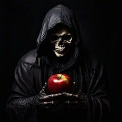 사과를 들고 있는 스켈레톤