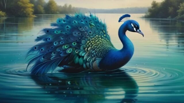 peacock in the water