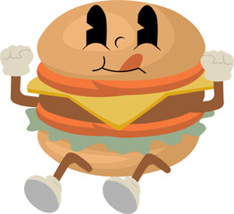 Retro Hamburger Character Mascot