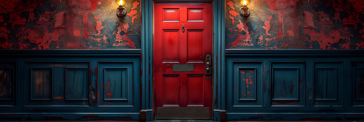 Doors wallpaper the passageways may sometimes br,
A red door with a red door and a red wall.
