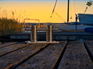 Naklejka premium Sunrise at Lake Neusiedl in Austria, Europe's largest steppe lake and a UNESCO World Heritage Site