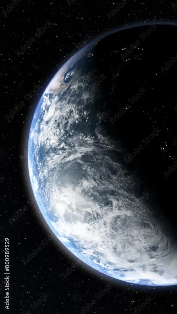 Aufkleber Vertical format : A cinematic rendering of planet Earth with vibrant blue sky atmosphere as view from space
