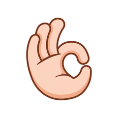 hand ok sign vector isolated on white background.