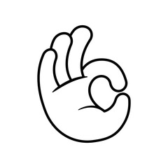 Hand ok sign line icon vector isolated on white background.