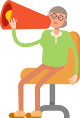 Old Woman Character and Megaphone
