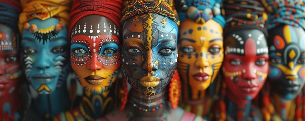 Visualize a diverse group of avatars from virtual communities merging into a vibrant cultural mosaic Use bold colors and intricate details to portray a harmonious blend of traditions