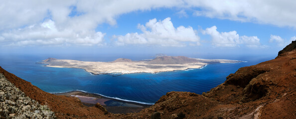 La Graciosa Island. Panoramic view from the Mirador del Rio. Canary Islands