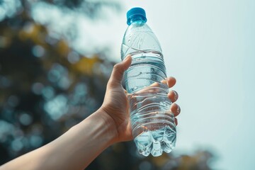hand holding bottle water
