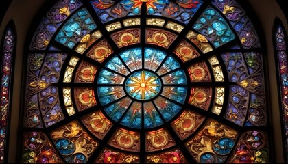 Exquisite Intricate Stained Glass Window Archite Upscaled 2