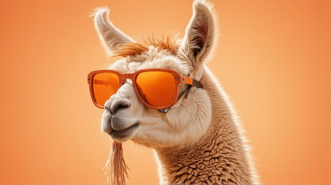 Llama with orange glasses