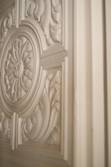 White wood door decoration carved