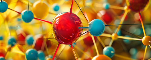Colorful molecular structure in 3D illustration.
