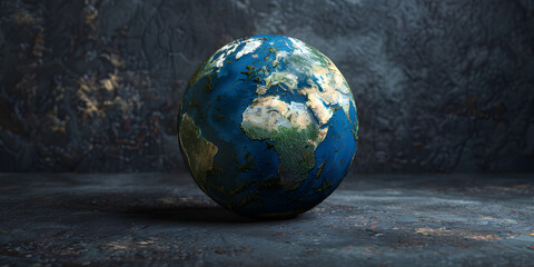 Earth model Earth globe on a uniform light background. 
