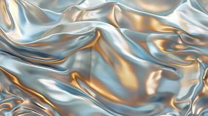 Satin foil forms wavy patterns against an abstract background, creating a dynamic visual texture