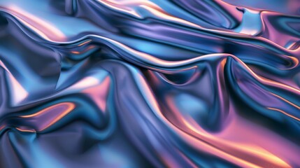 Wavy satin foil undulates across an abstract background, reflecting light with a silky sheen - obrazy, fototapety, plakaty
