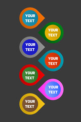 Vector 7 part web graphic for graphic design on a dark background