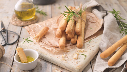 Traditional italian breadsticks grissini
