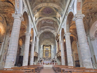 Interieur of Del Carmine basilic in Brescia, Lombardy, Italy.