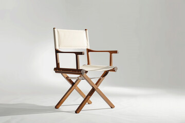 Luna director chair standing boldly against a solid white background, commanding attention with its understated allure.