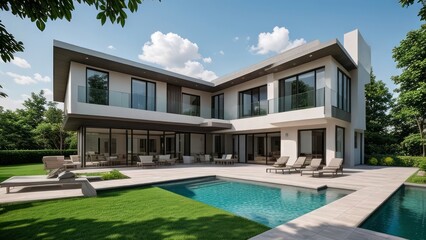 Fototapeta premium modern luxury villa exterior architecture design