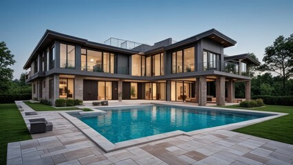 Fototapeta premium modern luxury villa exterior architecture design