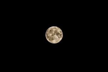 full moon in the black sky with no clouds above it