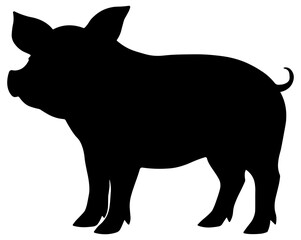 black silhouette of a pig or piglet without background