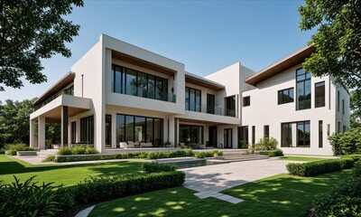 Fototapeta premium modern luxury villa exterior architecture design