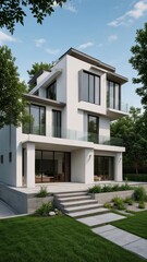 Fototapeta na wymiar modern luxury villa exterior architecture design
