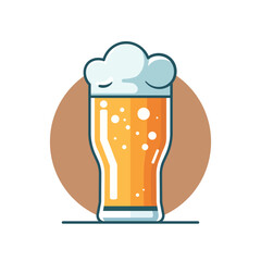 Glass of beer. line flat design on white background. isolated vector illustration