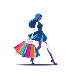 woman shopping with shopping bag. concept of shopping. Vector illustration