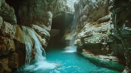 A subterranean river that surfaces only during the summer, forming temporary waterfalls and pools. 