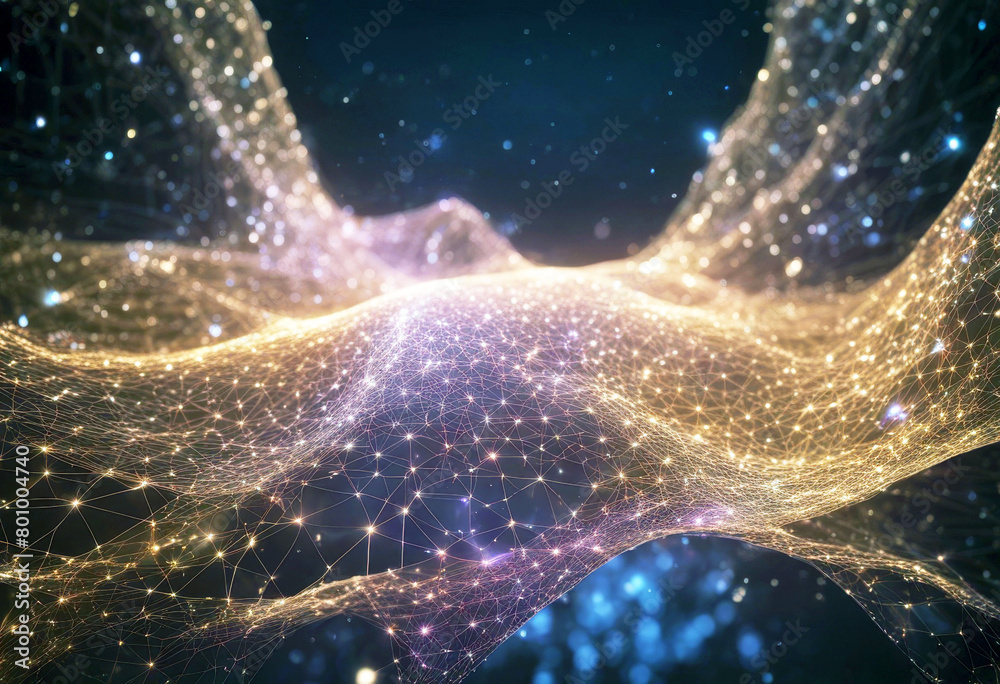 Poster 'rendering 3d wave abstract futuristic data big structure connection network background gital christ